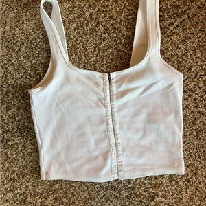 Abercrombie & Fitch White Ribbed Crop Top